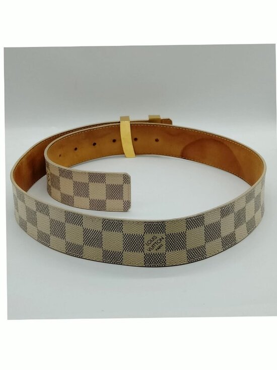 Louis Vuitton Damier Azur LV Initiales Belt Gold Buckle Luxury Designer Belt main image 7